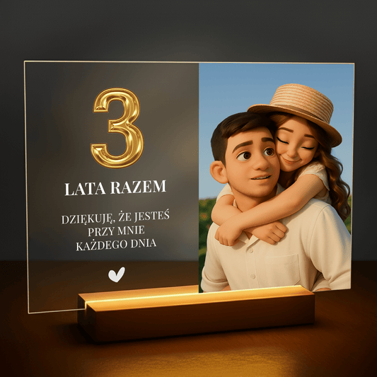 3 lata razem - personalizowany druk na szkle dla pary - stworzprezent.pl