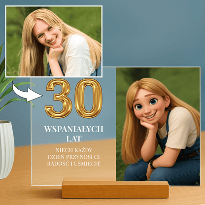 30 wspaniałych lat – Lampka LED na szkle akrylowym dla Niej - StwórzPrezent.pl
