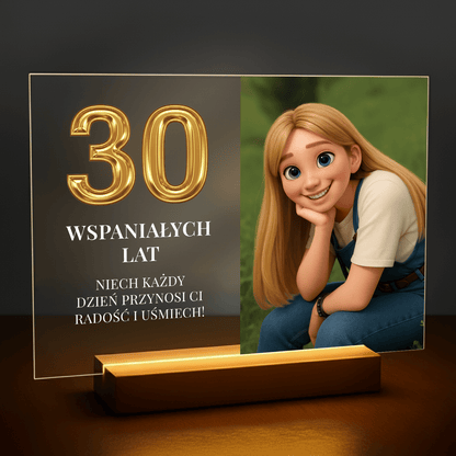 30 wspaniałych lat - personalizowany druk na szkle dla niej - stworzprezent.pl