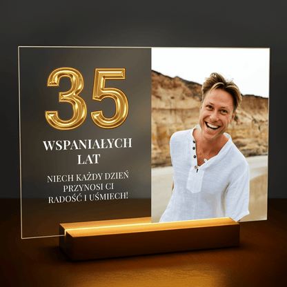 35 wspaniałych lat - personalizowany druk na szkle dla niego - stworzprezent.pl