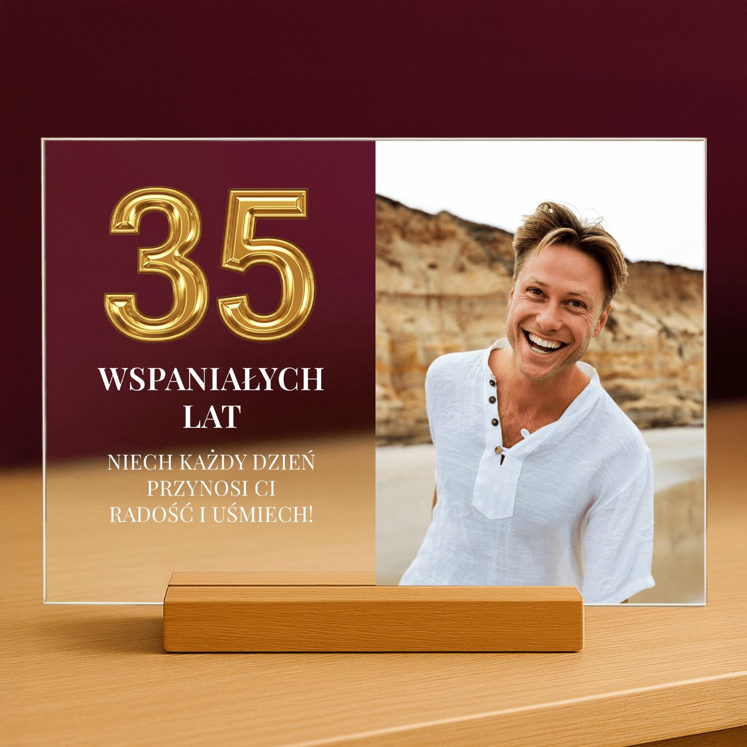 35 wspaniałych lat - personalizowany druk na szkle dla niego - stworzprezent.pl