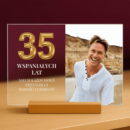 35 wspaniałych lat - personalizowany druk na szkle dla niego - stworzprezent.pl