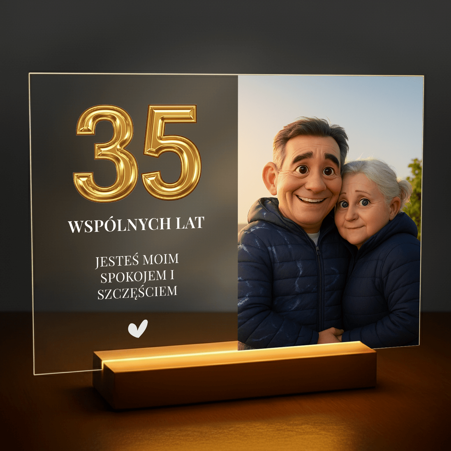 35 wspólnych lat - personalizowany druk na szkle dla pary - stworzprezent.pl