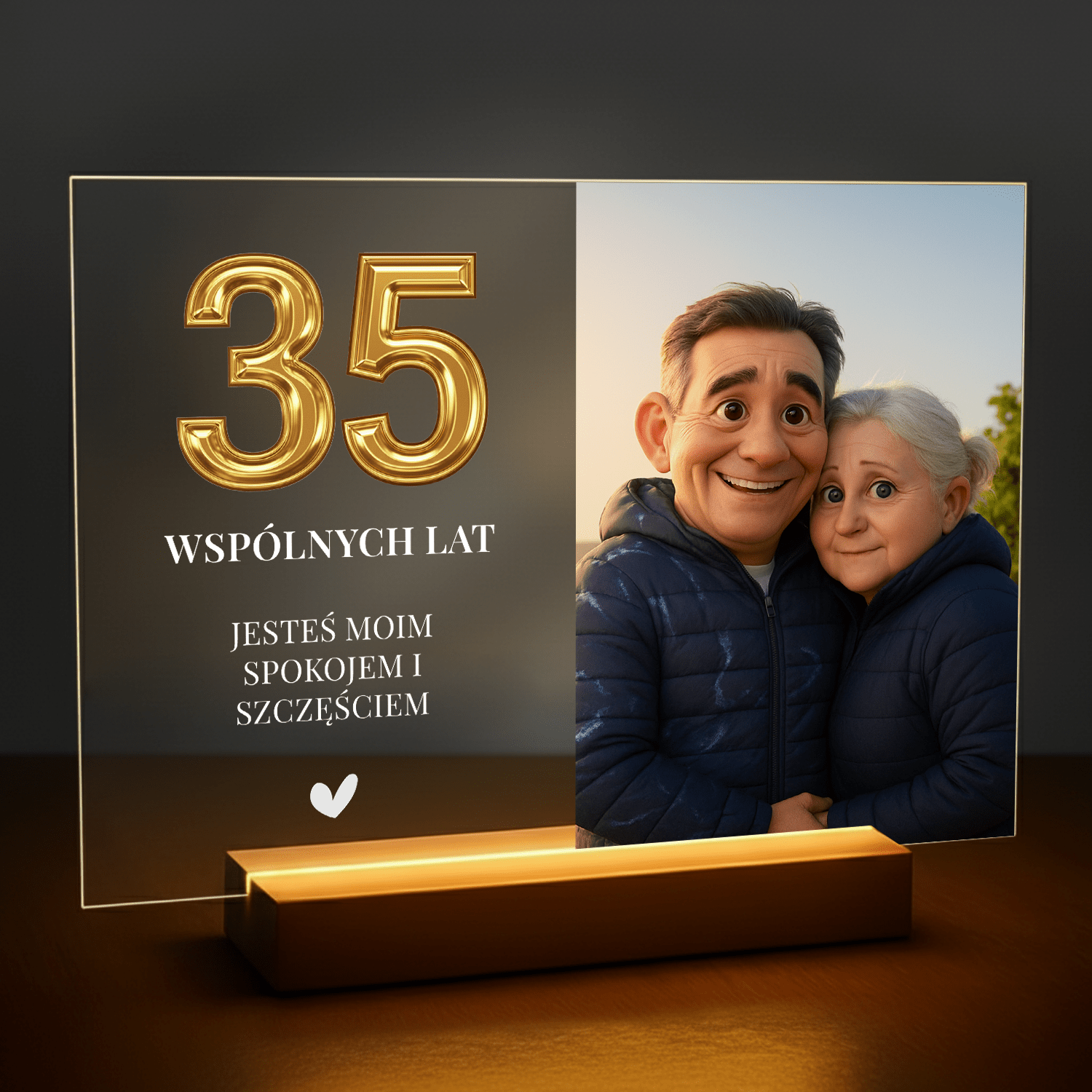 35 wspólnych lat - personalizowany druk na szkle dla pary - stworzprezent.pl