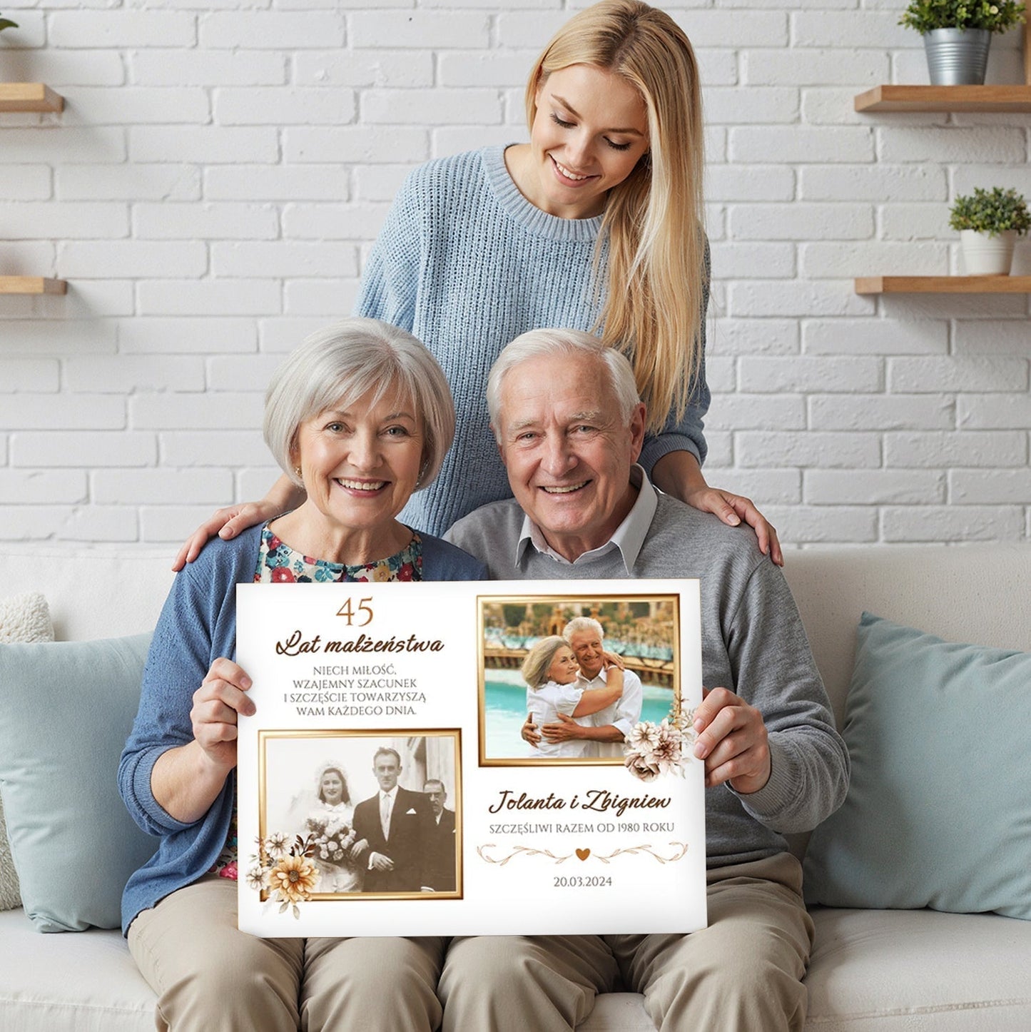 45 lat małżeństwa - kolaż na płótnie dla pary - StwórzPrezent.pl