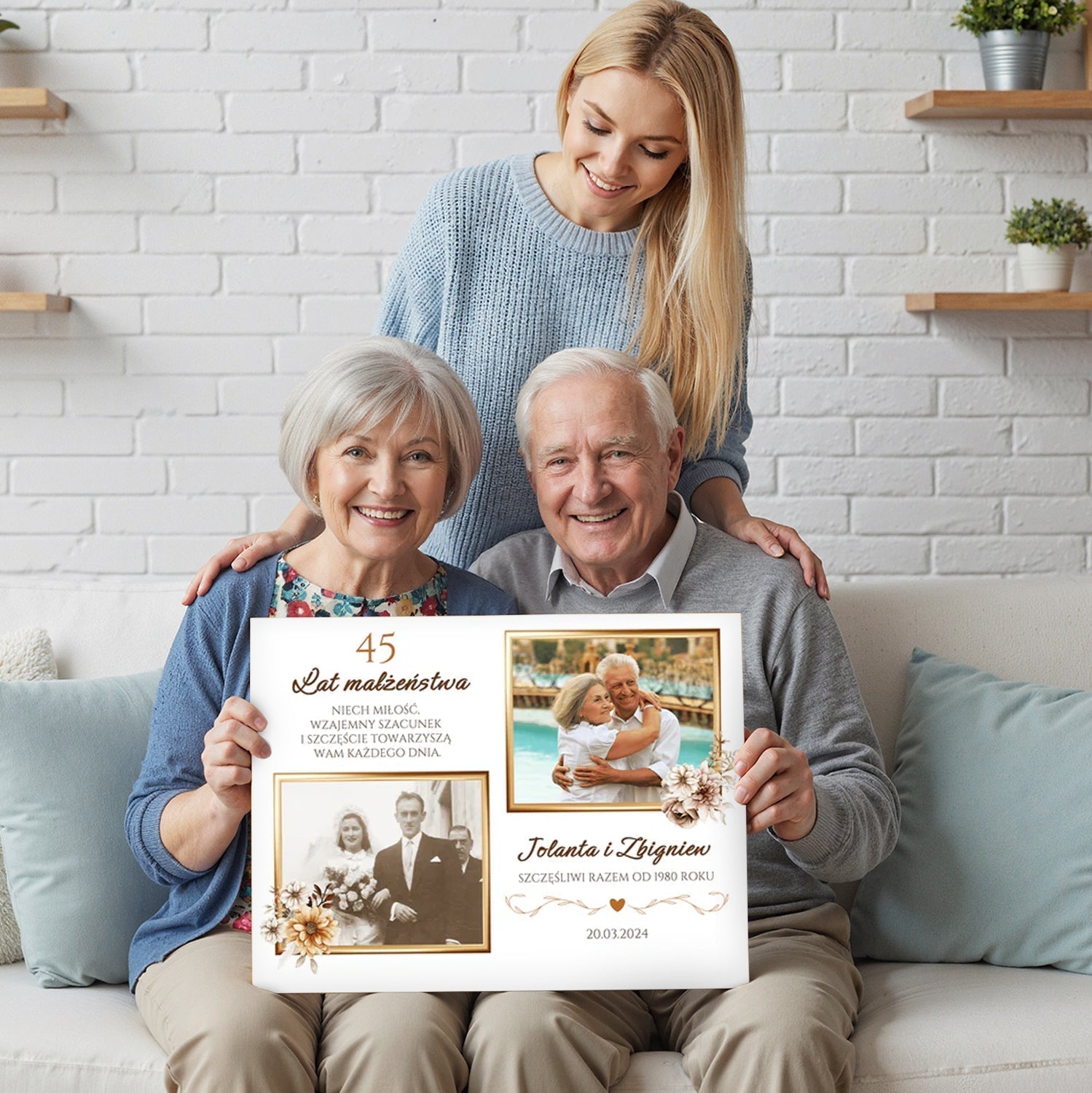 45 lat małżeństwa - kolaż na płótnie dla pary - StwórzPrezent.pl