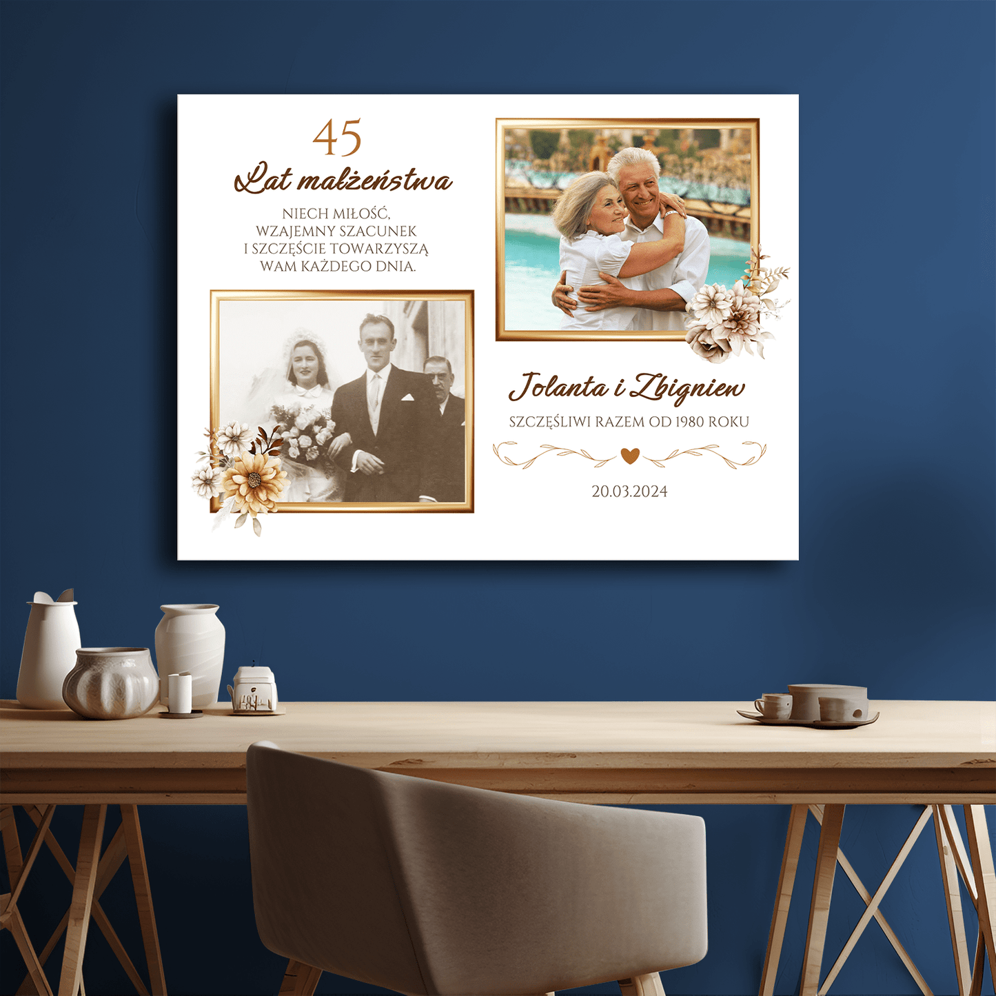45 lat małżeństwa - kolaż na płótnie dla pary - StwórzPrezent.pl