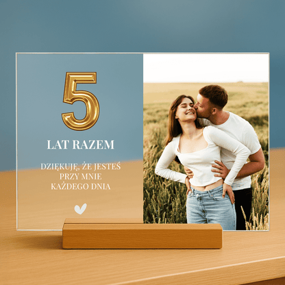 5 lat razem - personalizowany druk na szkle dla pary - stworzprezent.pl