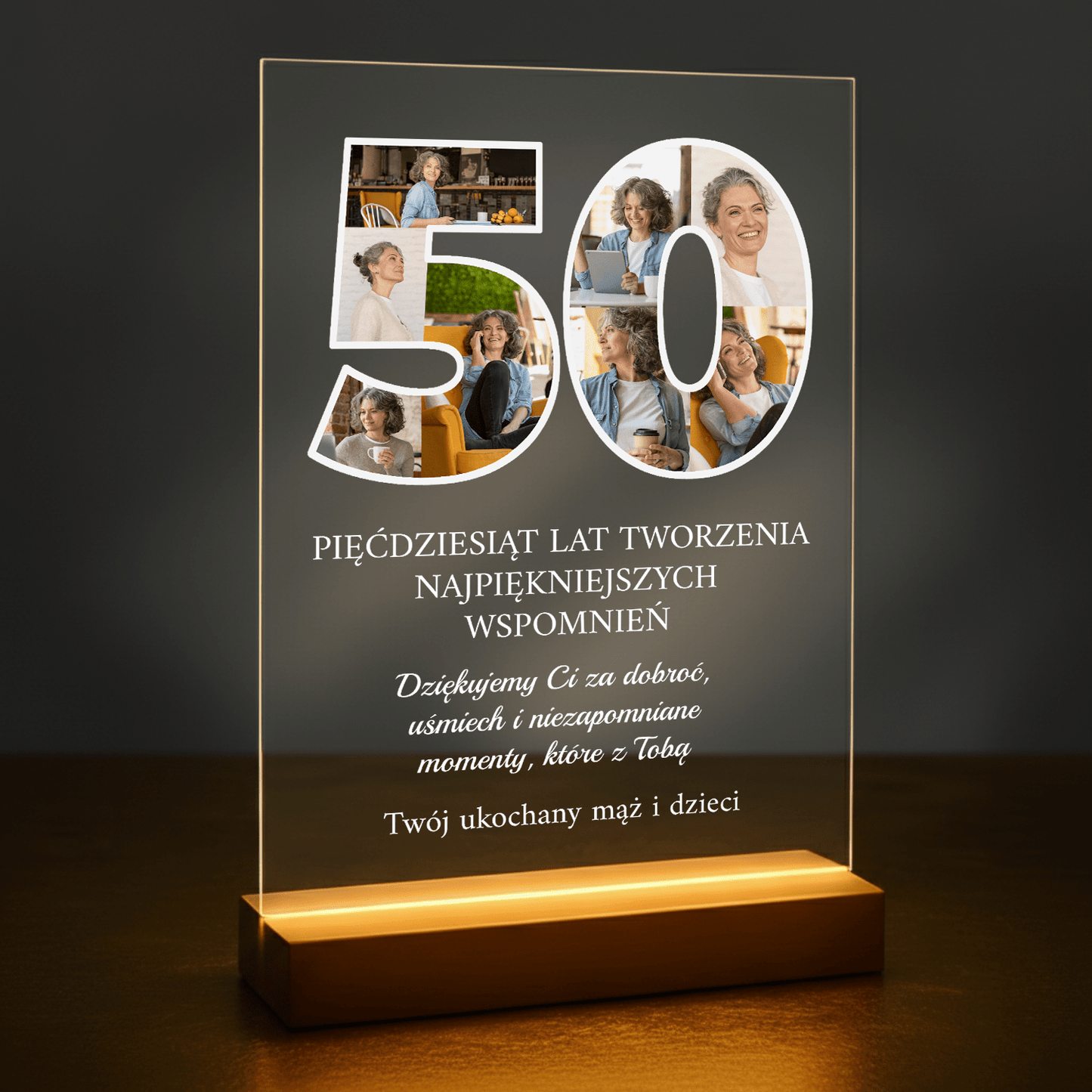 50 lat najpiękniejszych wspomnień - druk na szkle akrylowym dla kobiety - stworzprezent.pl