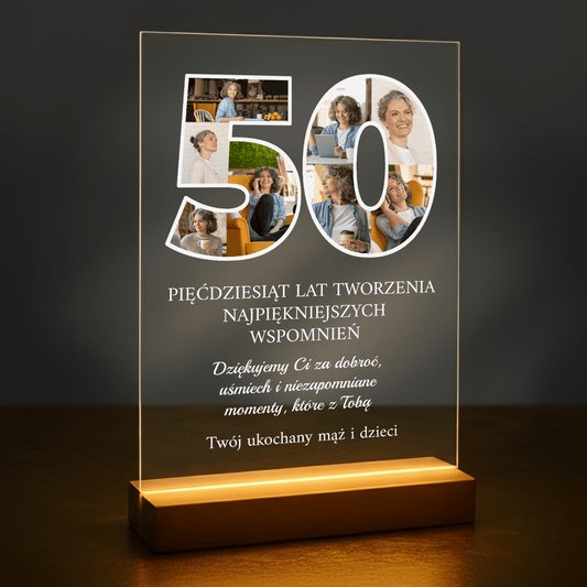 50 lat najpiękniejszych wspomnień - druk na szkle akrylowym dla kobiety - stworzprezent.pl