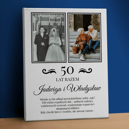 50 lat razem - kolaż na płótnie dla pary - StwórzPrezent.pl