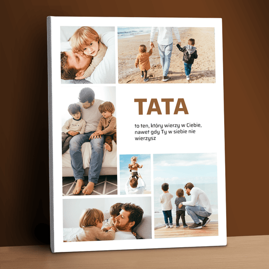 6 zdjęć + cytat - kolaż na płótnie dla taty - StwórzPrezent.pl