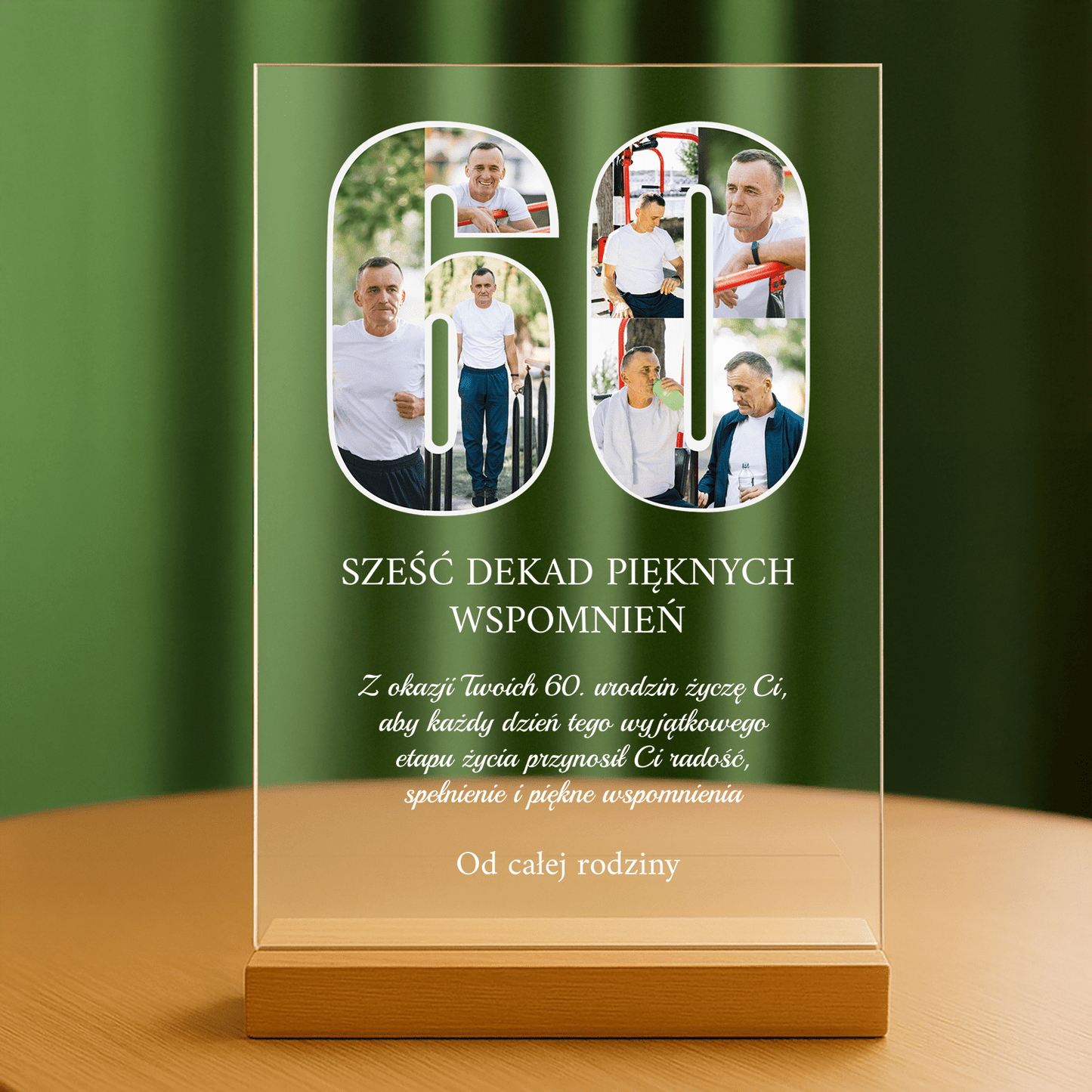 60 lat pięknych wspomnień - personalizowany druk na szkle dla niego - stworzprezent.pl