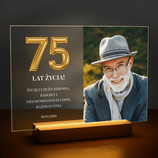 75 wspaniałych lat - personalizowany druk na szkle dla mężczyzny - stworzprezent.pl