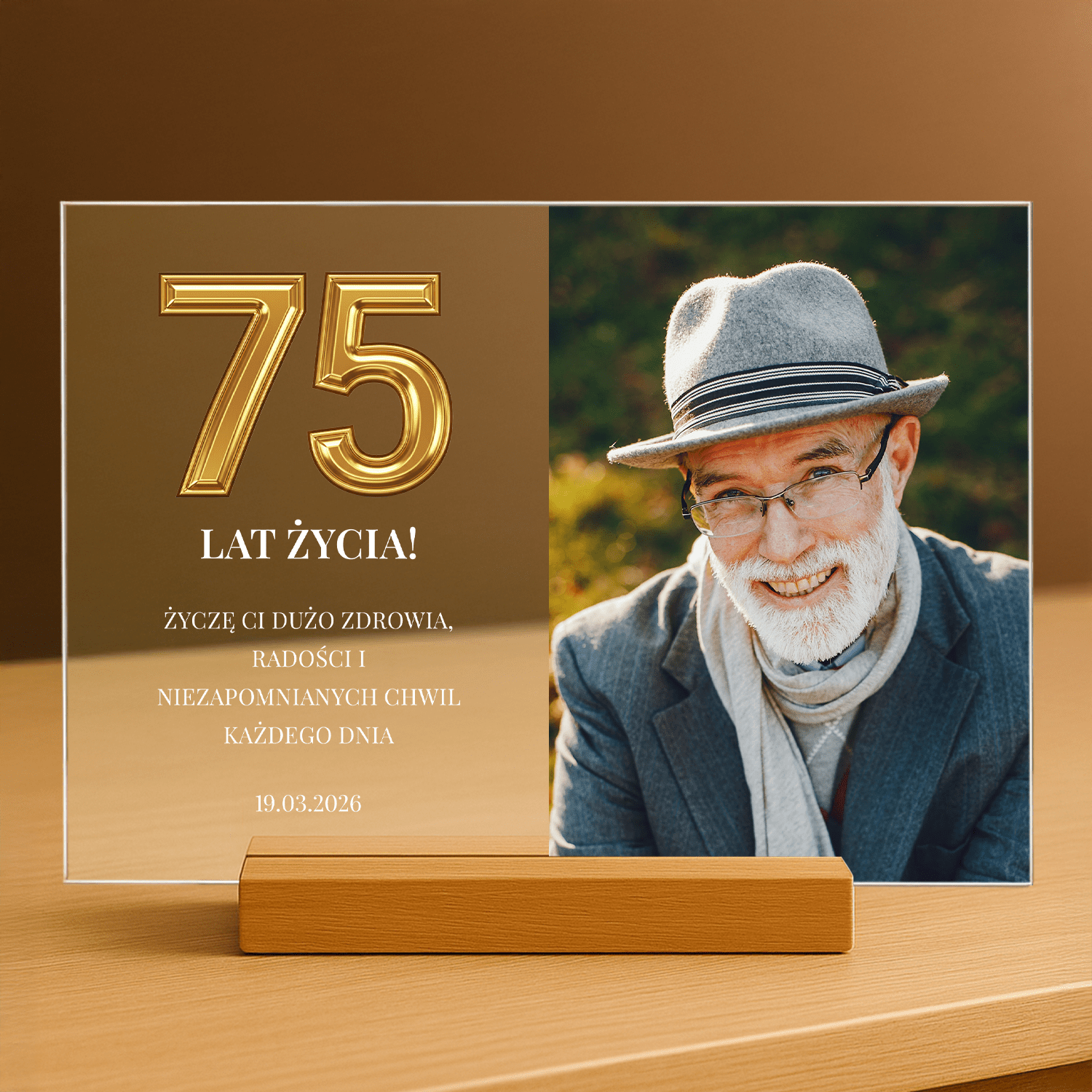 75 wspaniałych lat - personalizowany druk na szkle dla mężczyzny - stworzprezent.pl