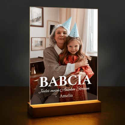 Babciu, jesteś Aniołem Stróżem - personalizowany druk na szkle dla babci - stworzprezent.pl