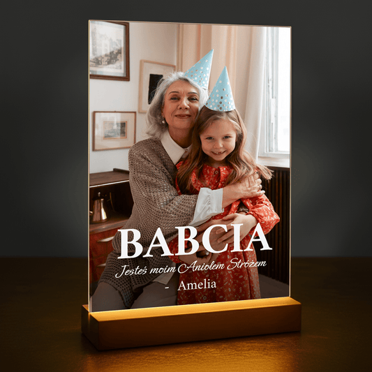 Babciu, jesteś Aniołem Stróżem - personalizowany druk na szkle dla babci - stworzprezent.pl