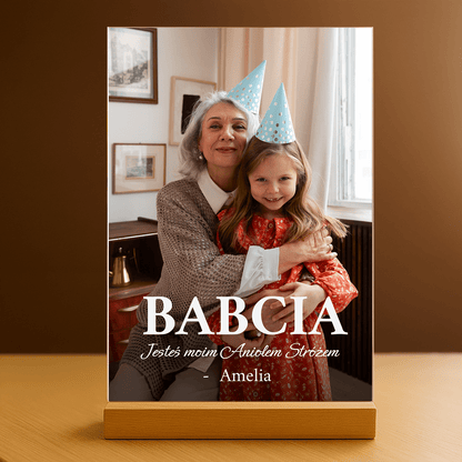 Babciu, jesteś Aniołem Stróżem - personalizowany druk na szkle dla babci - stworzprezent.pl