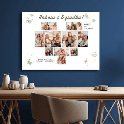 Bardzo Was Kochamy! - kolaż na płótnie dla dziadków - StwórzPrezent.pl