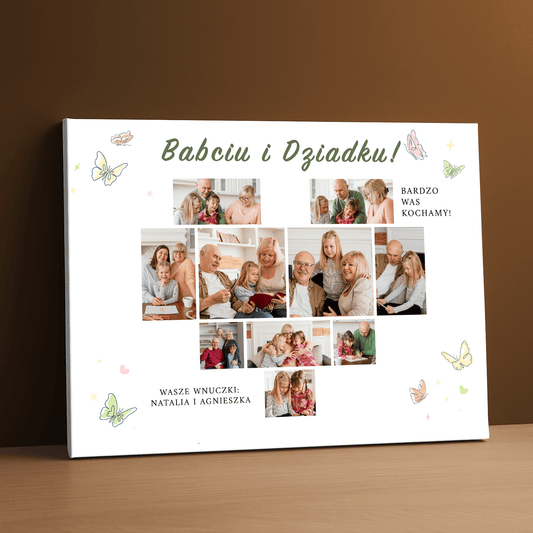 Bardzo Was Kochamy! - kolaż na płótnie dla dziadków - StwórzPrezent.pl