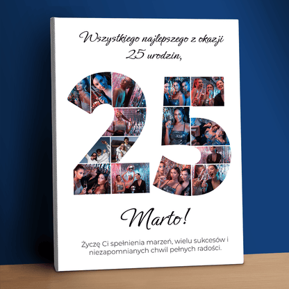Ciepłe życzenia na 25 urodziny - kolaż na płótnie dla przyjaciółki - StwórzPrezent.pl