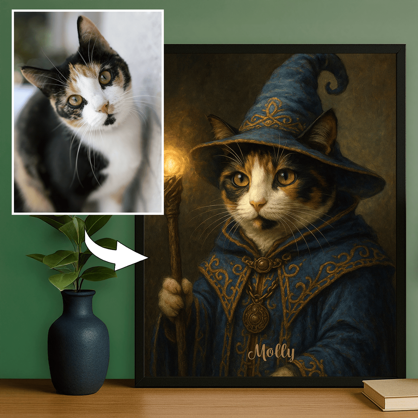 Czarodziejski kot - portret na plakacie dla miłośnika kotów - StwórzPrezent.pl