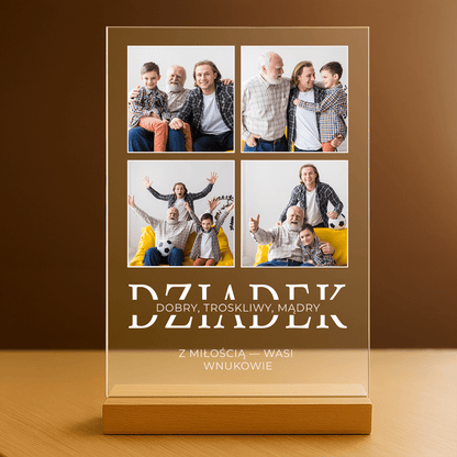 Dobry, mądry i troskliwy dziadek - personalizowany druk na szkle dla dziadka - stworzprezent.pl