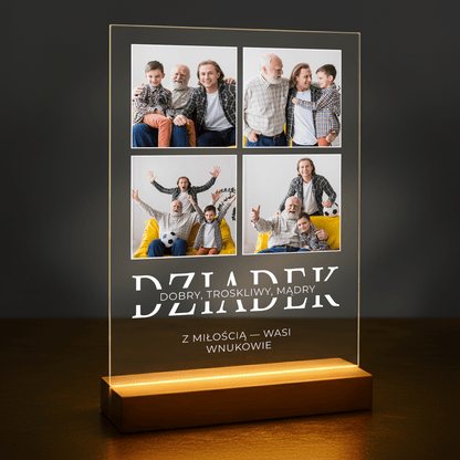 Dobry, mądry i troskliwy dziadek - personalizowany druk na szkle dla dziadka - stworzprezent.pl