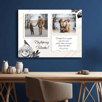Dwa zdjęcia z tatą + tekst - kolaż na płótnie dla taty - StwórzPrezent.pl