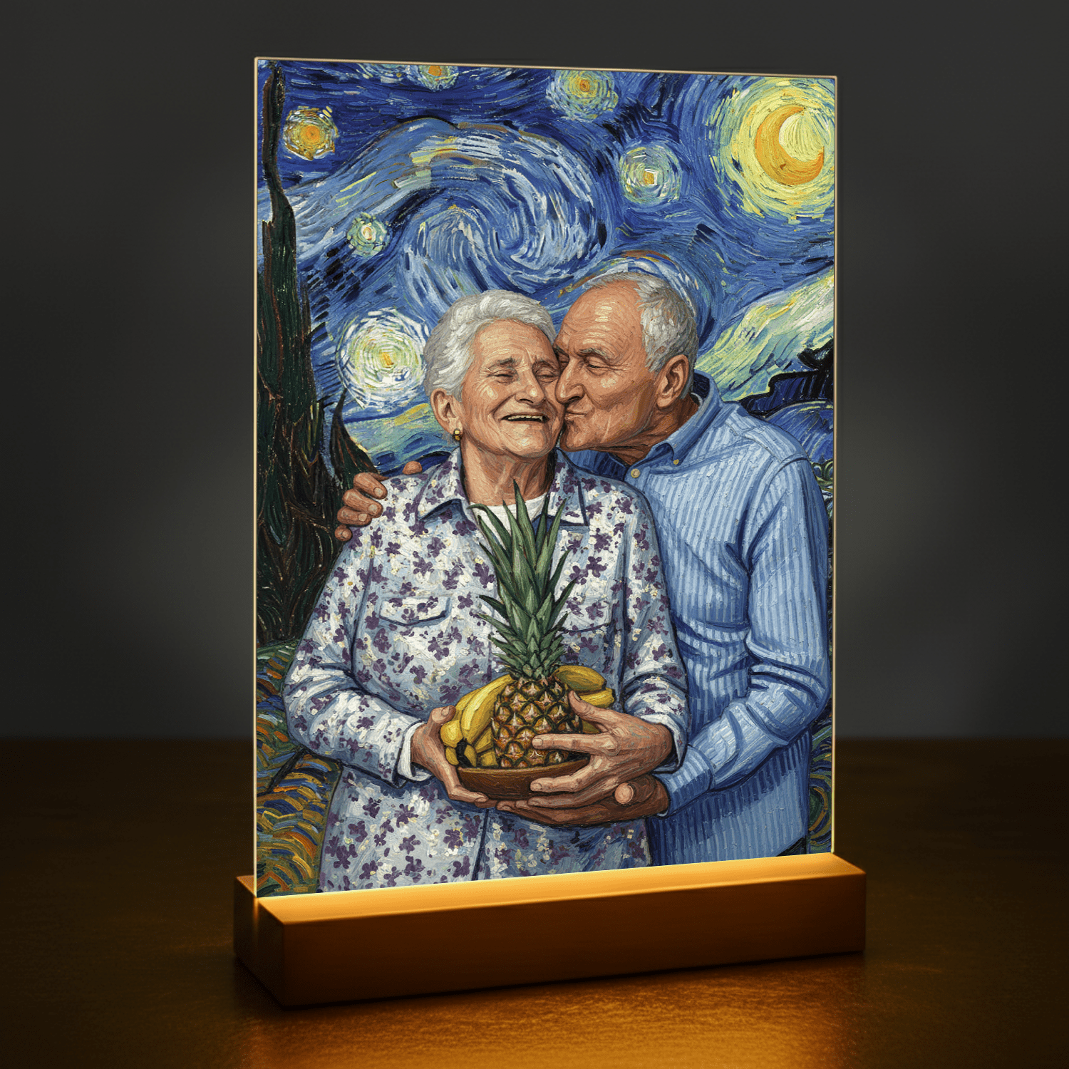 Dziadkowie jak z obrazu Van Gogha - portret na szkle akrylowym dla dziadków - stworzprezent.pl