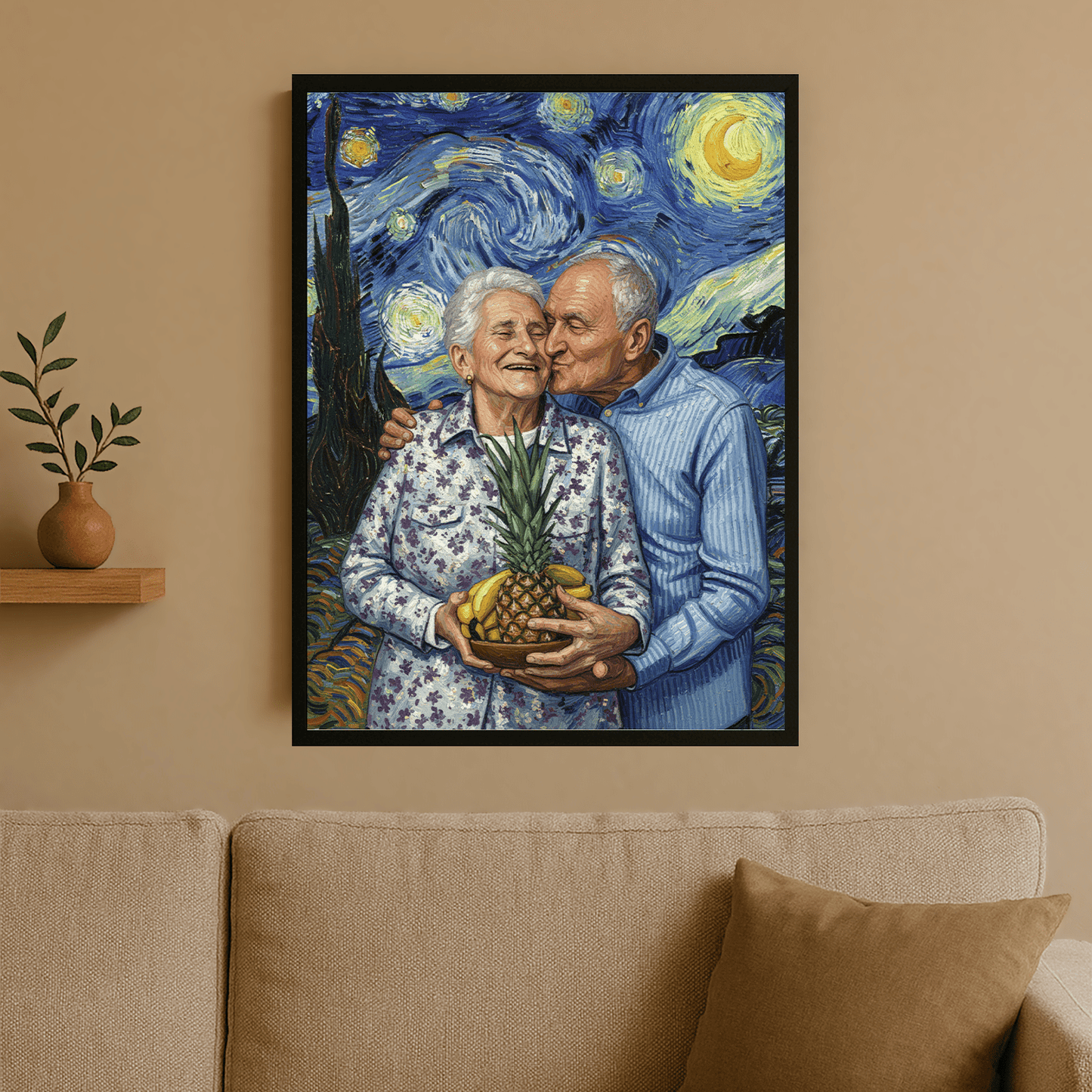 Dziadkowie na tle gwieździstego nieba - portret na plakacie dla dziadków - StwórzPrezent.pl