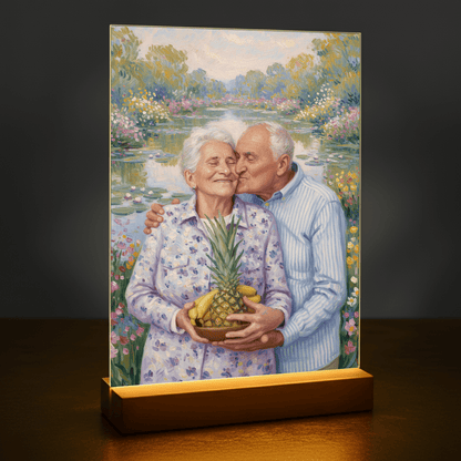 Dziadkowie w stylu Monet - portret na szkle akrylowym dla dziadków - stworzprezent.pl