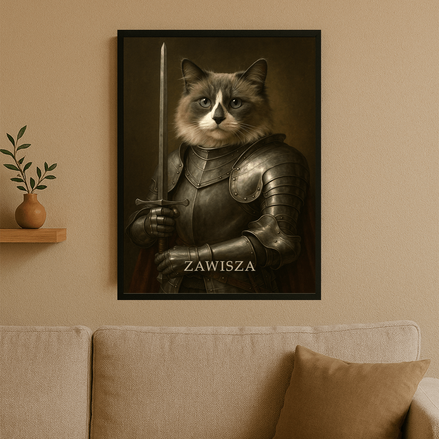 Dzielny rycerz - portret na plakacie dla miłośnika kotów - StwórzPrezent.pl