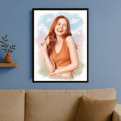 Dziewczyna jak namalowana akwarelami - portret na plakacie dla niej - StwórzPrezent.pl