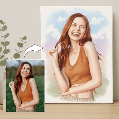 Dziewczyna w akwarelowym stylu - portret na płótnie dla dziewczyny - StwórzPrezent.pl