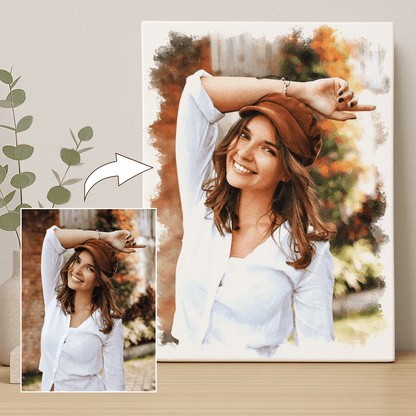 Dziewczyna w stylu watercolor - portret na płótnie dla niej - StwórzPrezent.pl