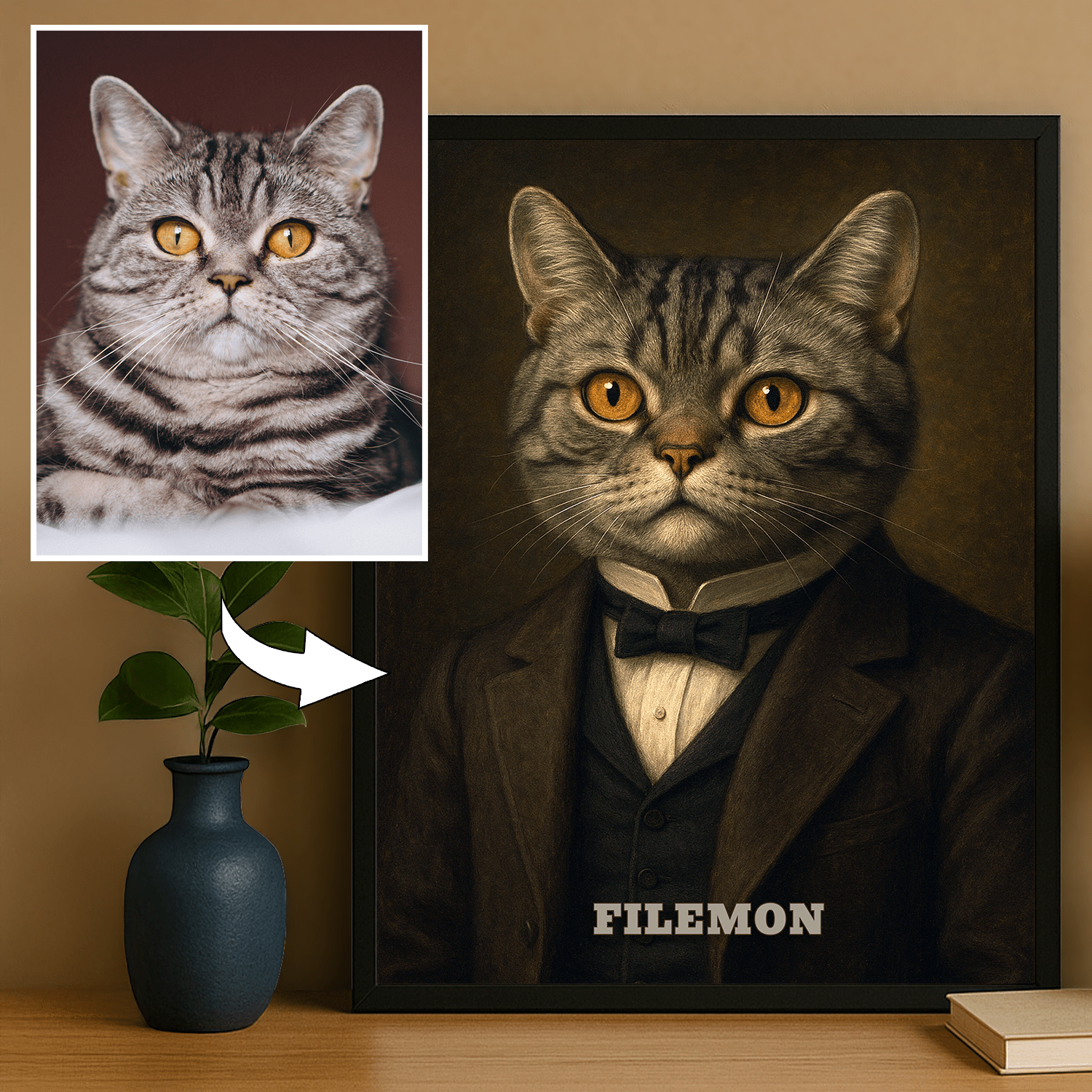 Elegancki kot - portret na plakacie dla miłośnika kotów - StwórzPrezent.pl