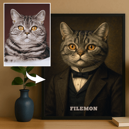 Elegancki kot - portret na plakacie dla miłośnika kotów - StwórzPrezent.pl