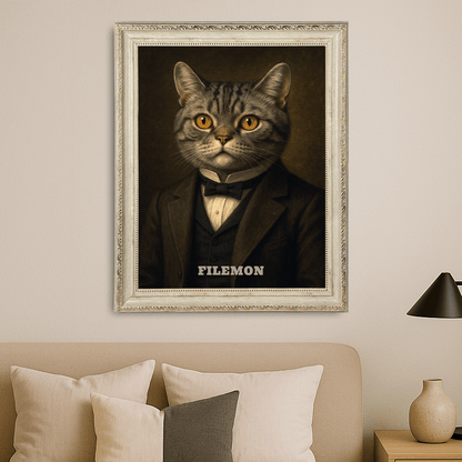 Elegancki kot w garniturze - portret na płótnie dla miłośnika kotów - StwórzPrezent.pl