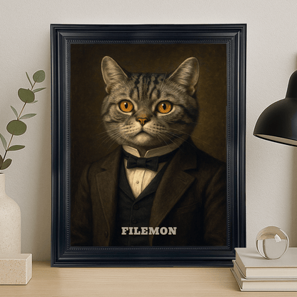 Elegancki kot w garniturze - portret na płótnie dla miłośnika kotów - StwórzPrezent.pl