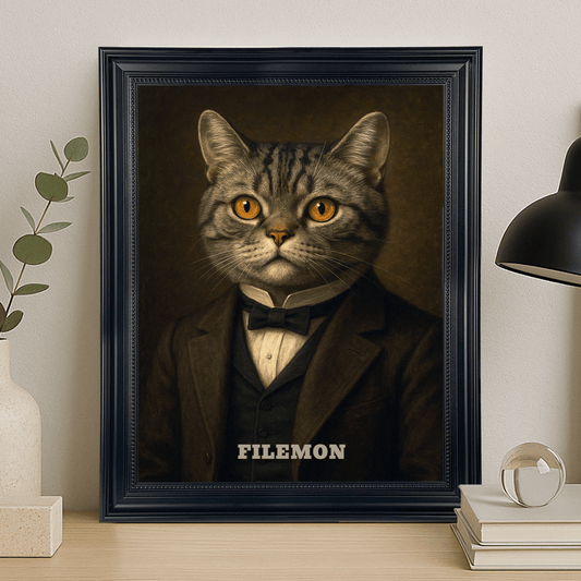 Elegancki kot w garniturze - portret na płótnie dla miłośnika kotów - StwórzPrezent.pl