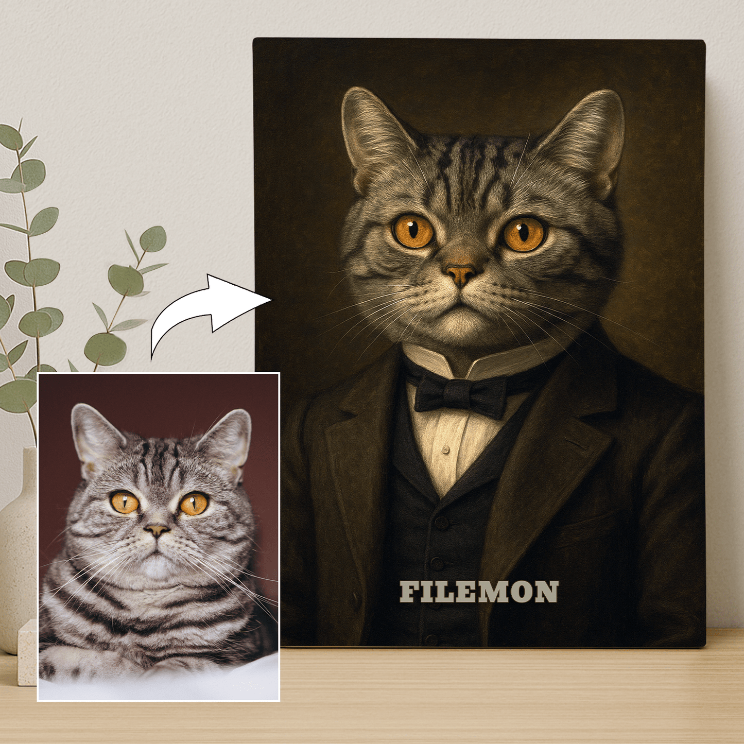 Elegancki kot w garniturze - portret na płótnie dla miłośnika kotów - StwórzPrezent.pl