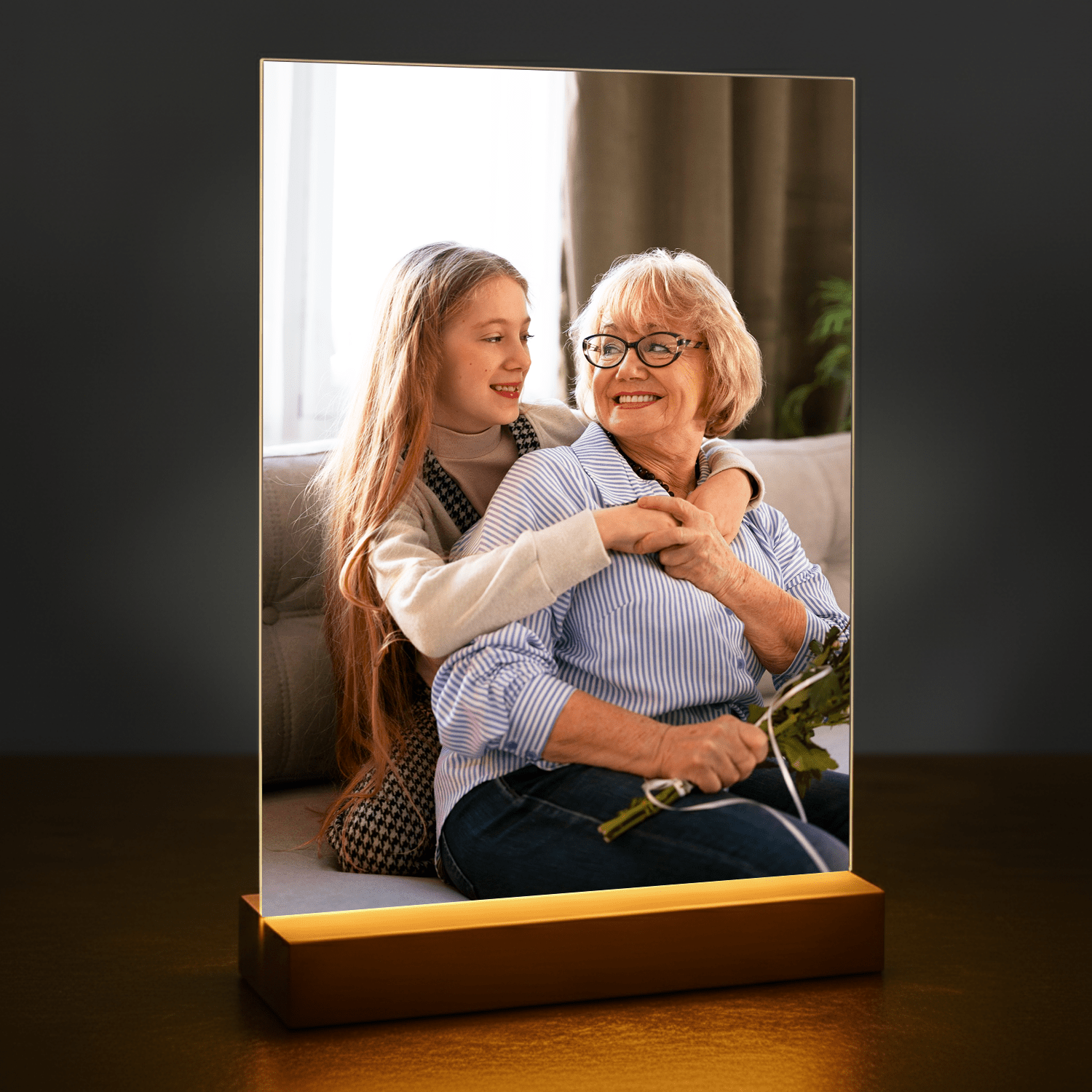 Fotografia babuni i wnuczki - personalizowany druk na szkle dla babci - stworzprezent.pl