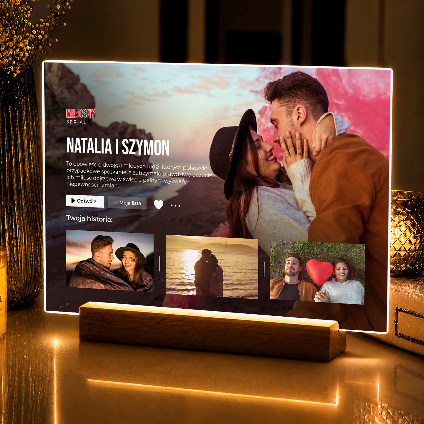 Miłosny serial - druk na szkle akrylowym dla pary
