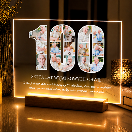 Życzenia na 100 urodziny dla dziadka - druk na szkle akrylowym