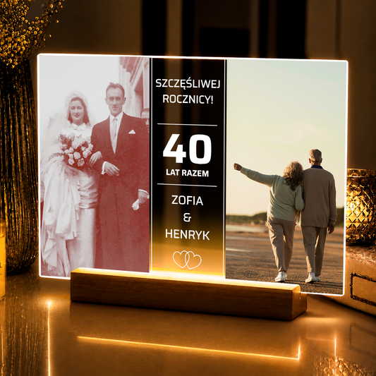 Szczęśliwej 40 rocznicy - druk na szkle akrylowym dla pary
