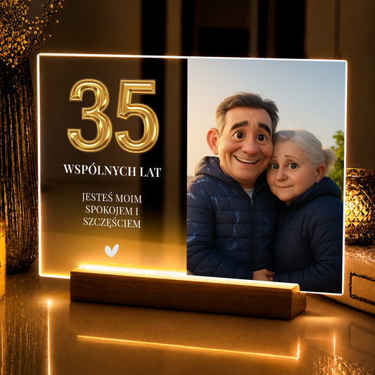 35 wspólnych lat – personalizowany druk na szkle akrylowym dla pary
