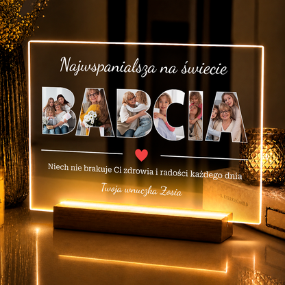 Babcia najwspanialsza na świecie - druk na szkle akrylowym dla babci