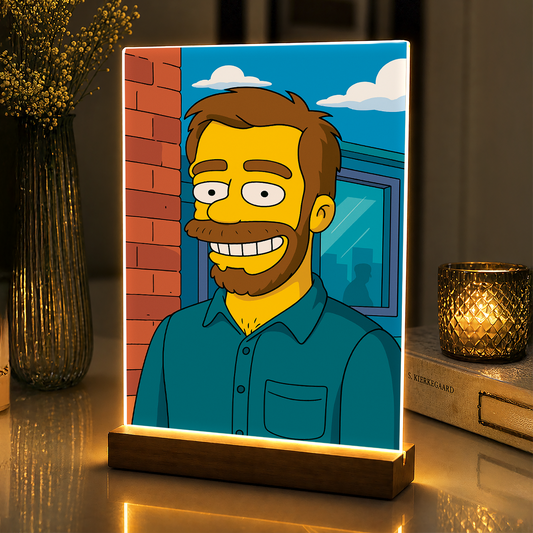 Jego kreskówkowa ilustracja - portret na szkle akrylowym dla niego