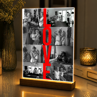 Kolaż Waszych 8 zdjęć LOVE - personalizowany druk na szkle akrylowym dla pary